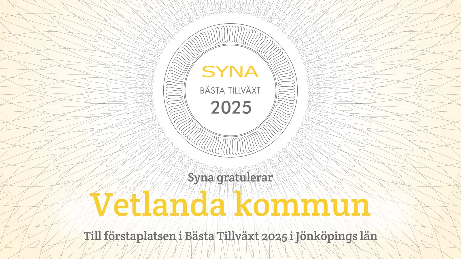 Vetlanda kommun vinner priset Bästa Tillväxt 2025 i Jönköpings län!